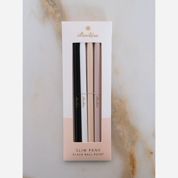 Slim Ballpoint Pens – Set of 4 Matte Neutrals, Black Ink - Picture 2 of 5